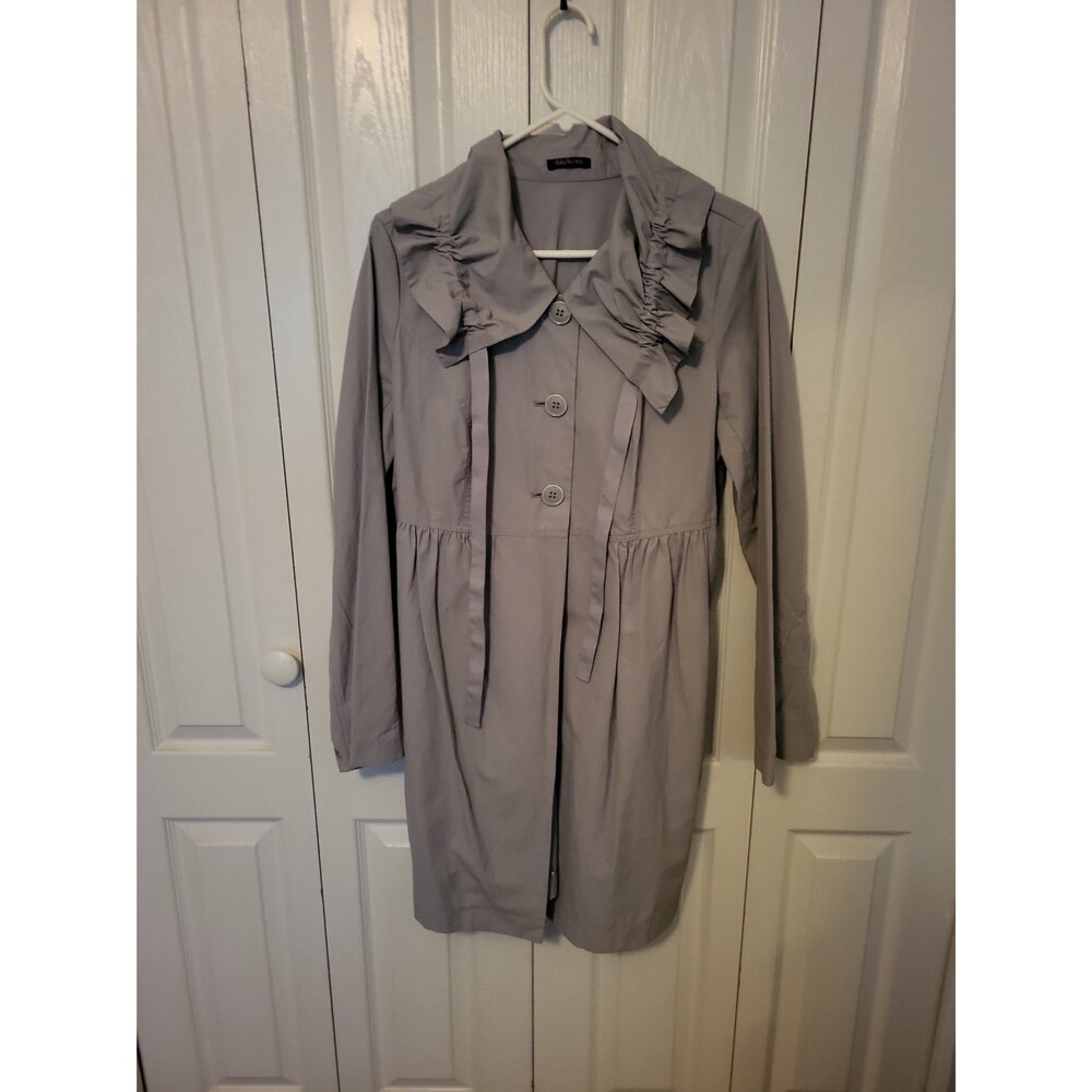 Women's Daisy Fuentes Gray Button-Up Long Sleeve Coat